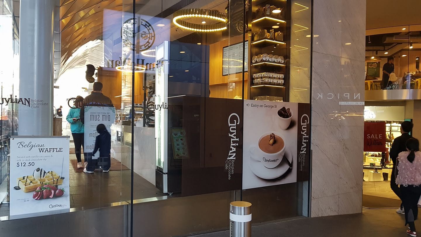Printed window and door graphics for Guylian Belgian Chocolate Café